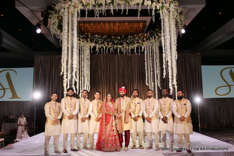 Indian Couple with groomsmen and Bridesmaids