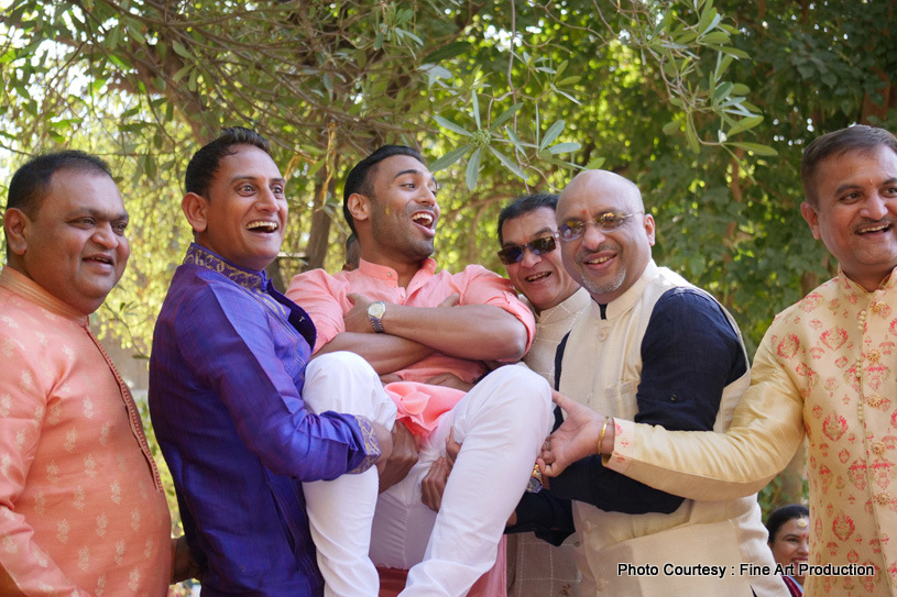 Indian groom Having Fun with family