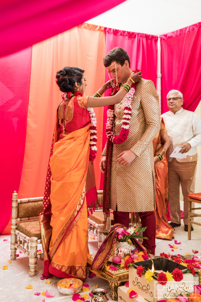 Garland Ceremony during Hindu wedding 