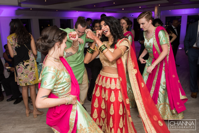 Indian Bride dance with bridesmaid