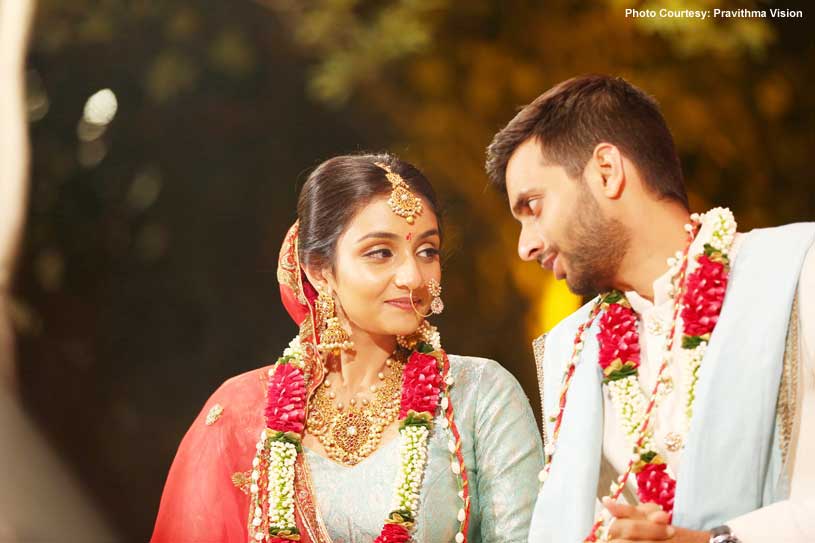 Indian Bride and groom Looking at eachother 