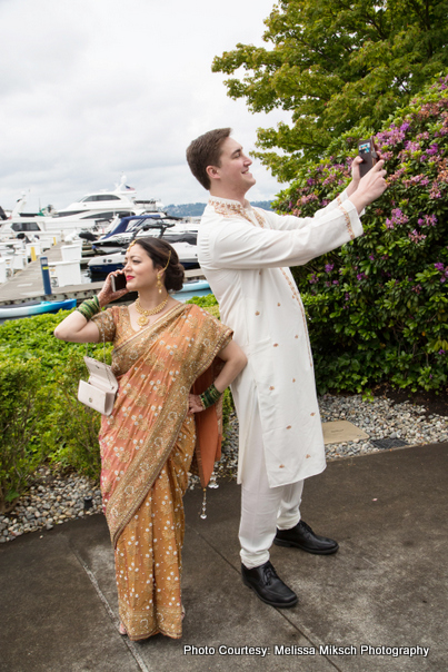 Bride and Groom possing for photoshoot