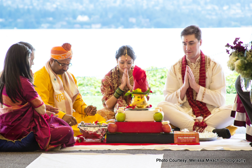 Indian Bride and Groom Performing Indian Wedding Ritual