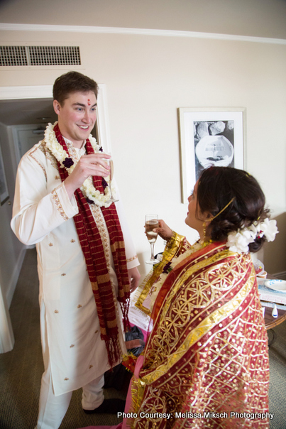 Wedding Couple Cheers to each other