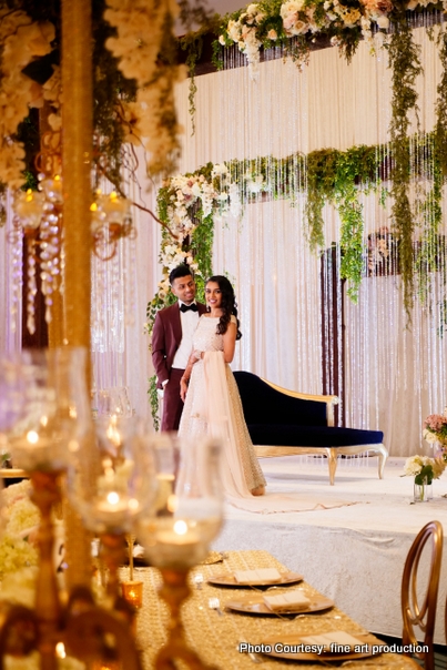 Indian Wedding Couple Ready for Wedding Reception Dress