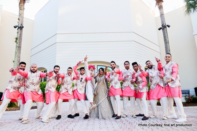  Indian Couple with the friends posing for a picture