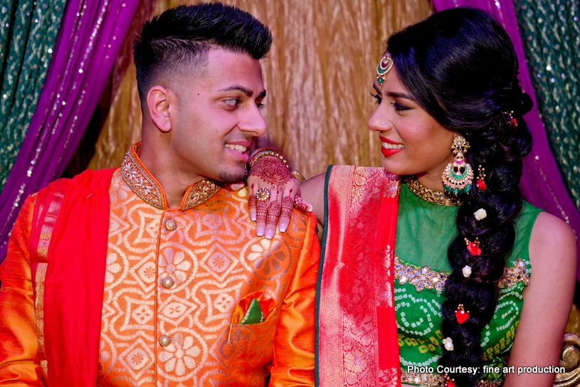 Bride and Groom Posing for a photo