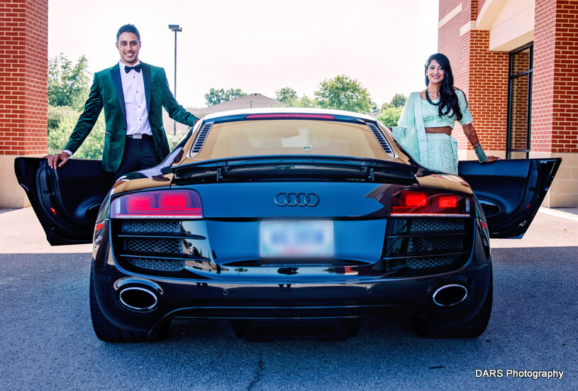 Deepali And Ajay Posing at the Car