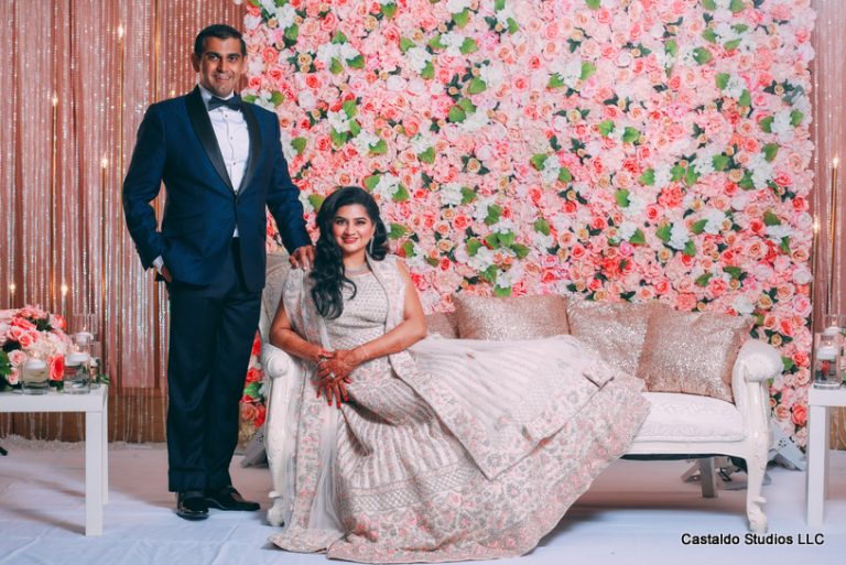 Indian Bride and Groom Posing for a photo