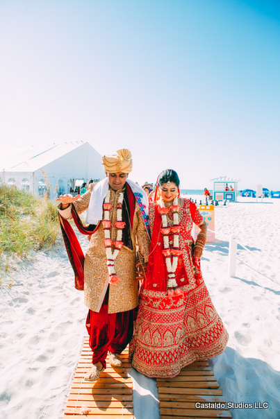 Indian Couple Arriving At the Ceremony Venue