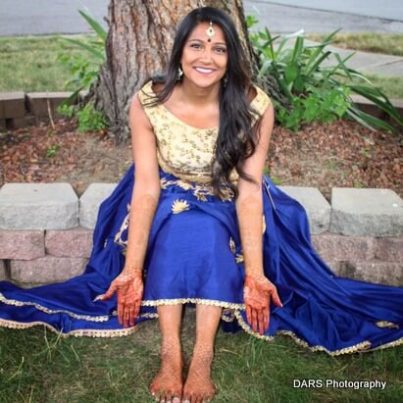 Indian bride posing after Mehndi Ceremony