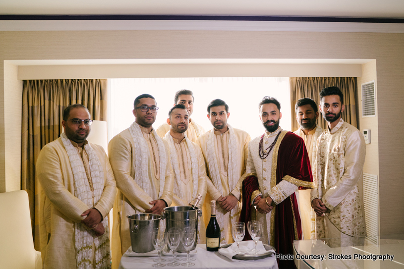  Indian Groom having good time with friends before the ceremony