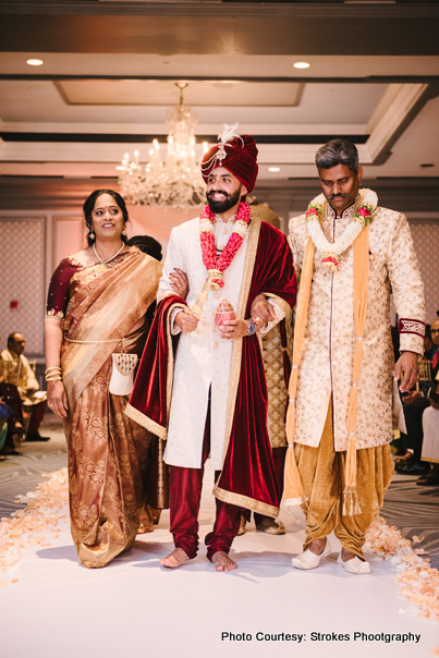 Parents escorting Groom to the Mandap