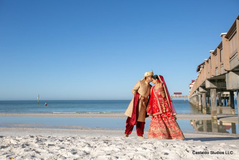 Indian couple posing at the Beach