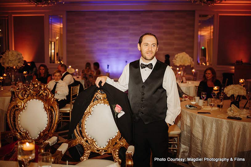 Groom getting ready for dinner