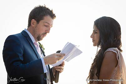 Groom Reading out to bride