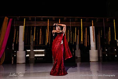 Indian bride dancing at Sangeet