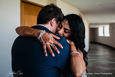 Indian Bride Hugging groom