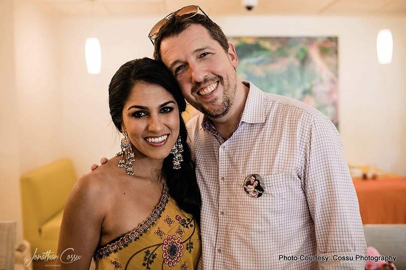 Couple posing at Mehndi Ceremony