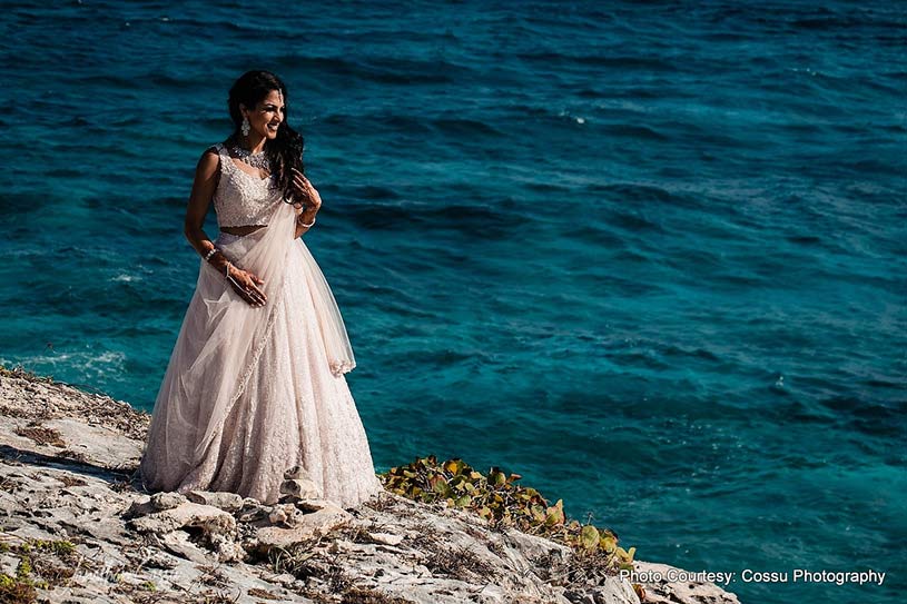 Indian Bride posing at river bank