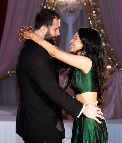 First Look of Groom and Indian Bride