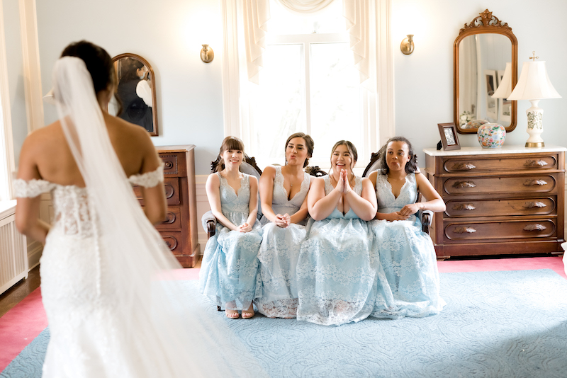 Wow!! feeling after looking indian bride in wedding gown by bridesmaid