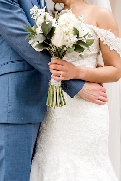 Love Bird with wedding bouquet