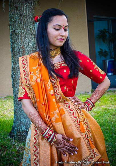 Indian bride possing for photoshoot