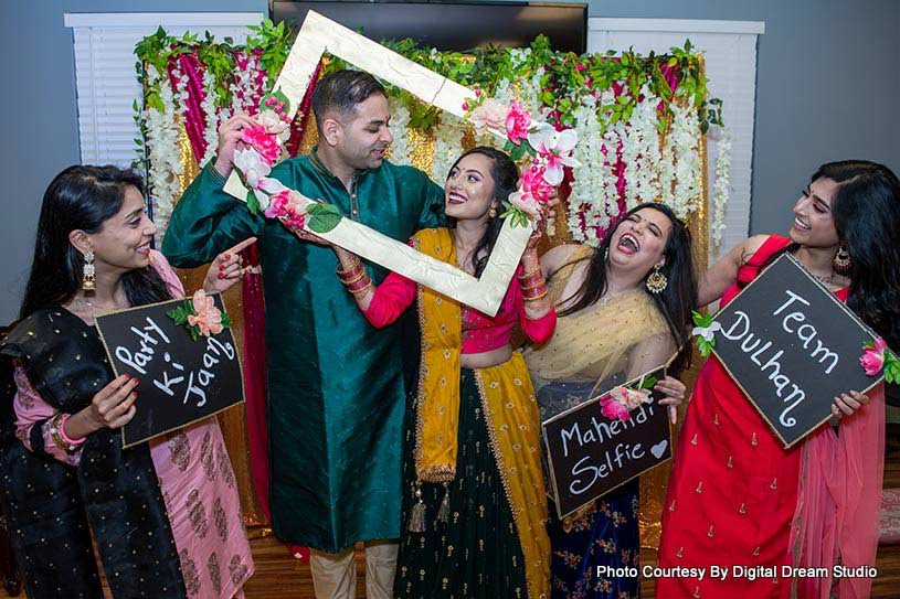 Indian Wedding Couple possing for photoshoot 