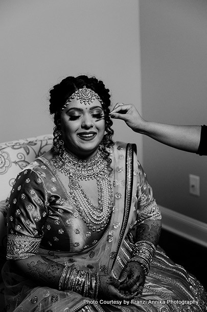 Indian bride getting ready for her wedding 