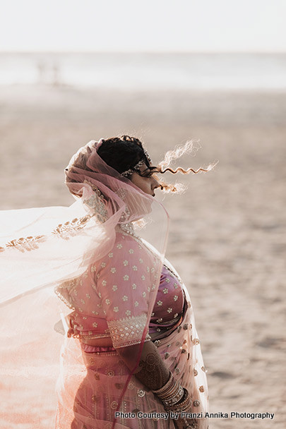 Pink and Golden Lehenga looks royal