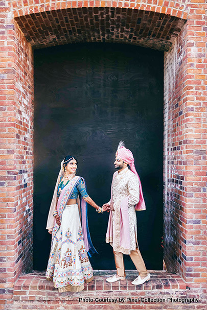 First look of Indian bride and groom