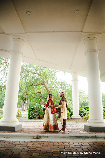 Happy wedding couple looks nice