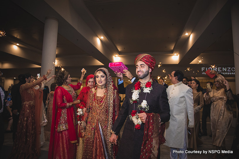 Happy wedding couple looks nice