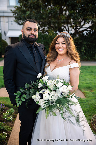 Pretty wedding bouquet in bride's hand