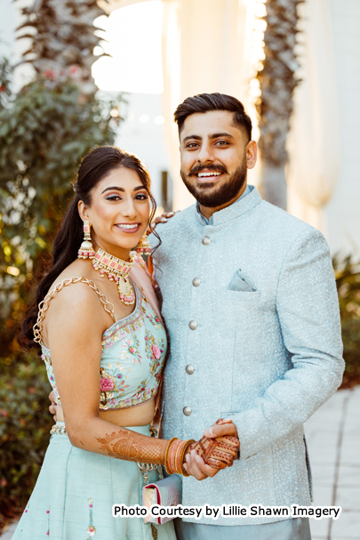 Indain Wedding couple posing for photoshoot