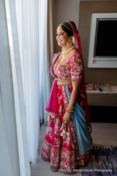 Indian bride waiting for Groom's Baraat