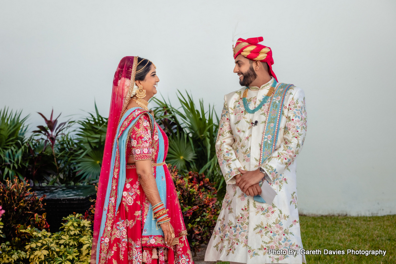 Indian wedding couple first look capture