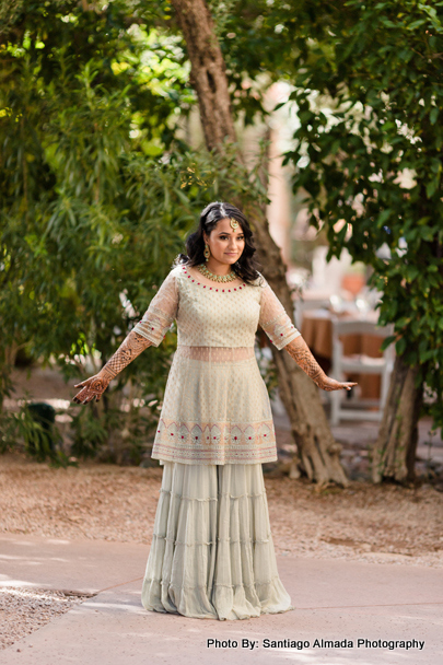 Gorgeous new Indian bride in traditional wedding attire, embracing her cultural heritage