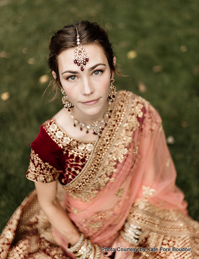 Beautiful Indian wedding bride posing for photoshoot