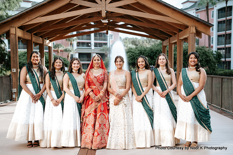 Indian wedding bride with bridesmaid