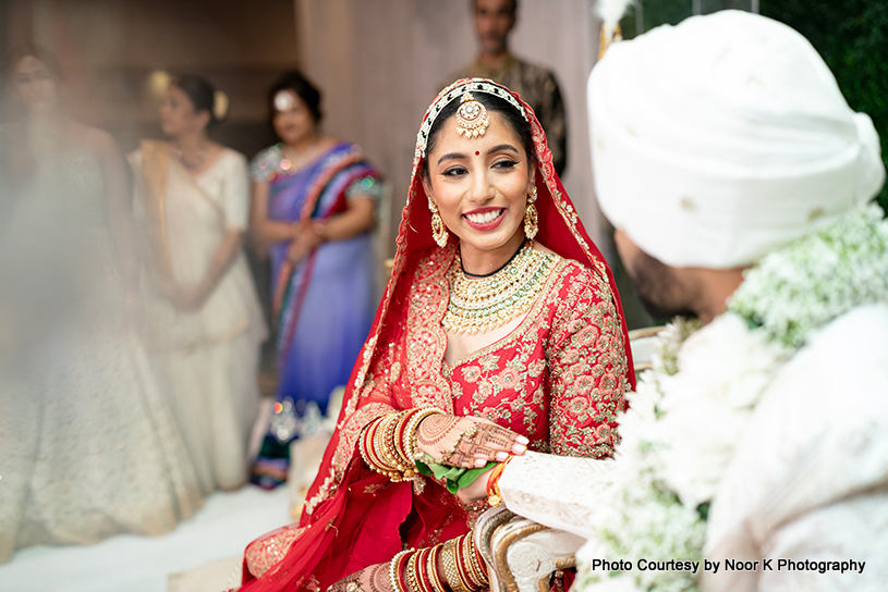 Indian wedding couple at wedding rituals