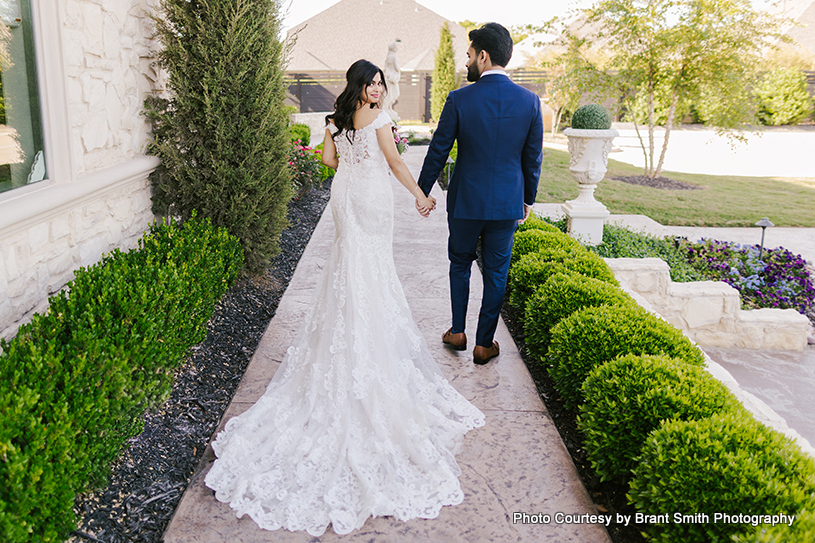 Indian Wedding couple posing for outdoor photoshoot