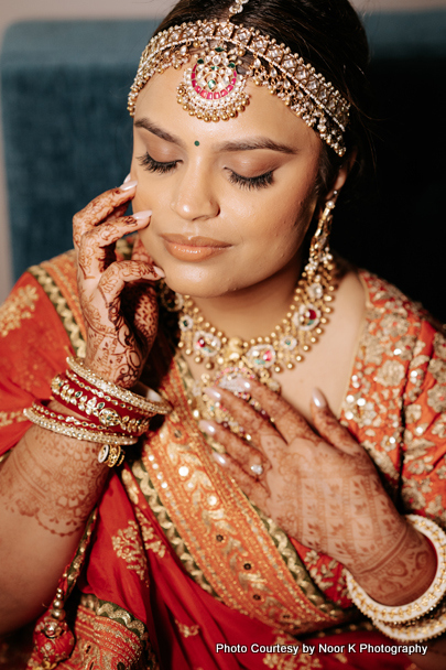 Indian bride getting ready for marriage