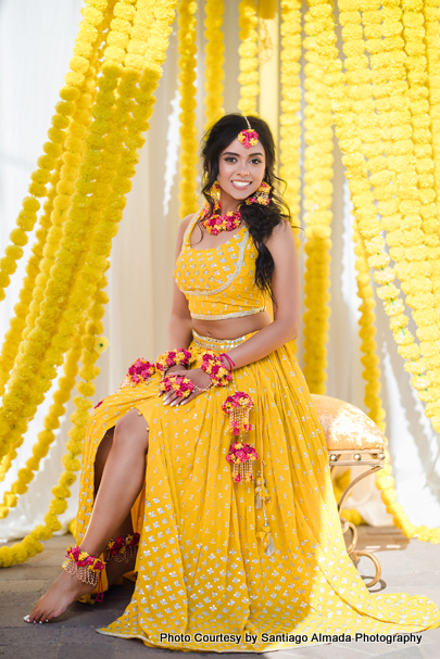 Indian bride at haldi function