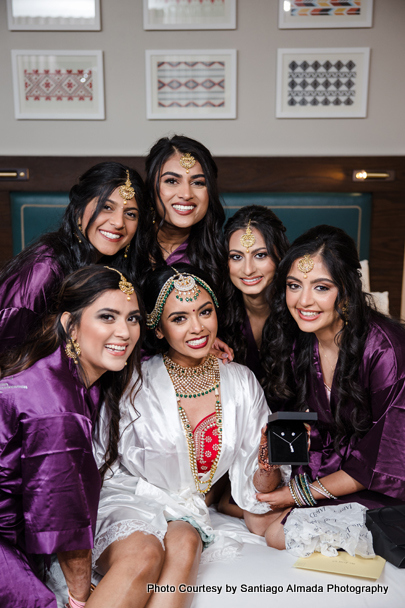 indian bride with bridesmaid