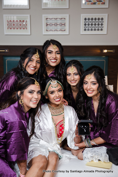 indian bride with bridesmaid