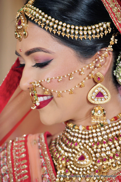 Beautiful indian bride getting ready for her big day