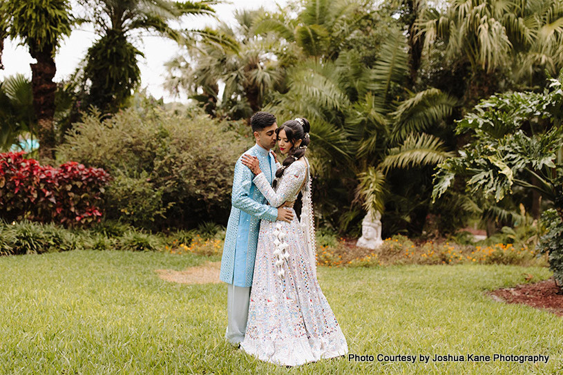 Romantic moments for indian wedding couple