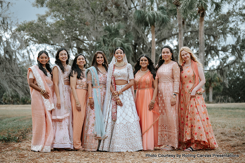 indian bride with bridesmaid